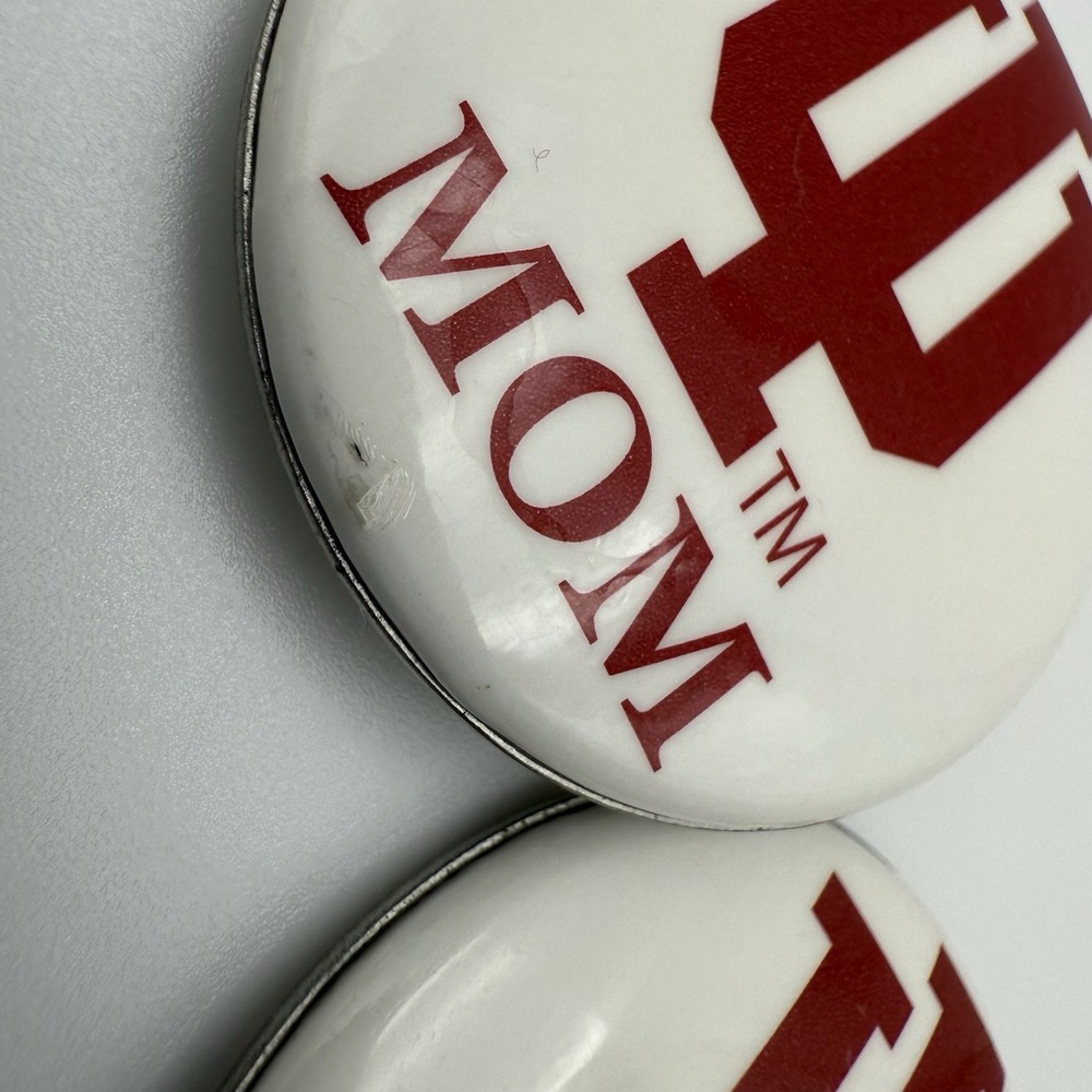 Vtg Indiana Hoosiers Pin Back Buttons 1.5 in Proud Mom Dad Football Basketball - Picture 4 of 7